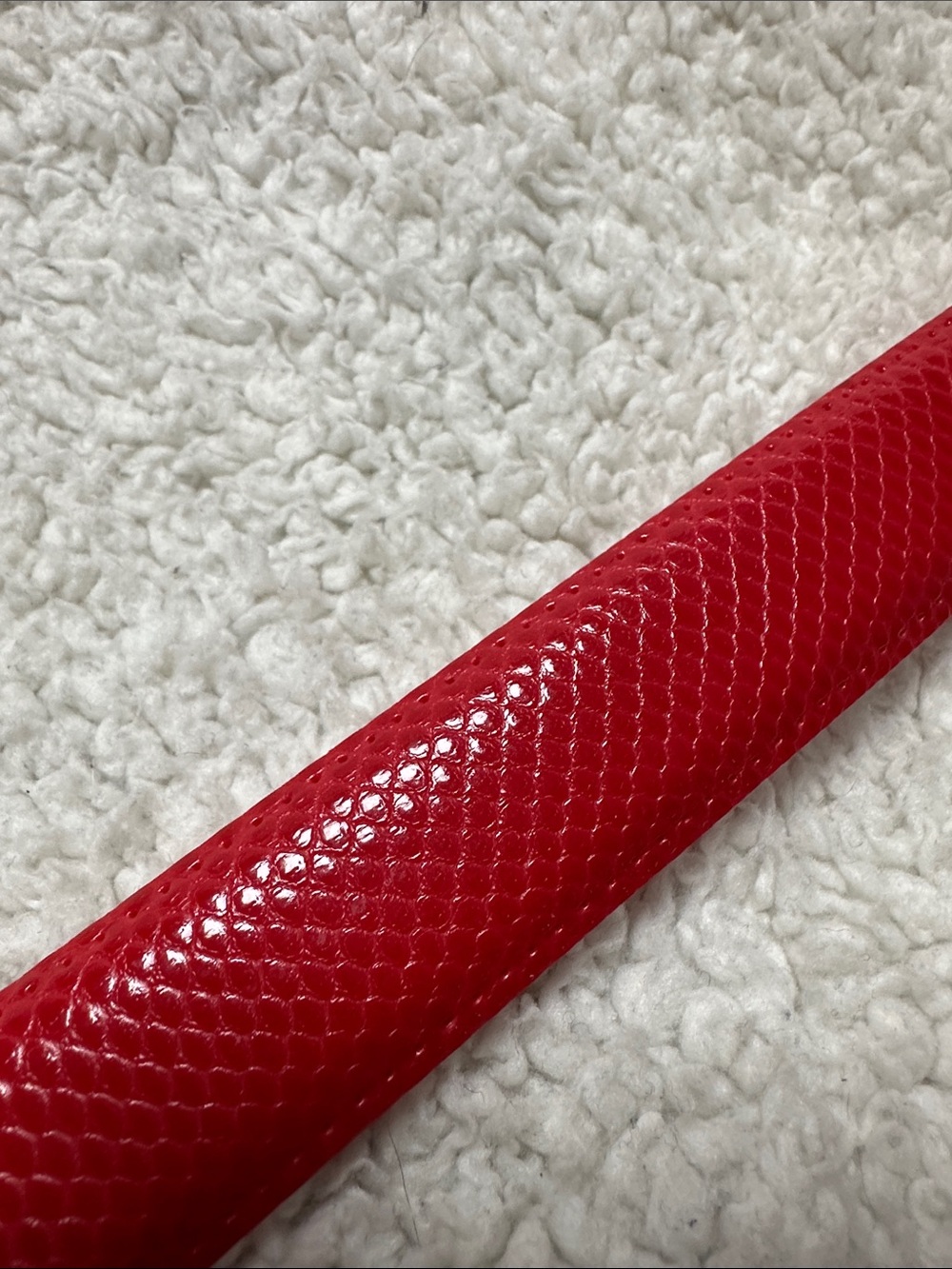 Slim Vegan Leather Red Belt Snake Skin Pattern with Gold Buckle - Picture 2 of 4
